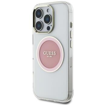 Guess IML Metal Colored Circle Classic Logo MagSafe Case Защитный чехол для iPhone 16 Pro / розовый (GUHMP16LHTDRCEDP)