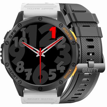 GRAVITY Smartwatch GT24-2 GPS Смарт-часы с чёрным силиконовым ремешком + белым силиконовым ремешком / чёрный (GT24-2)