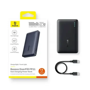 Baseus EnerFill FP21 Портативный аккумулятор 10000 mAh 22.5W USB-A USB-C / чёрный (6932172690304)