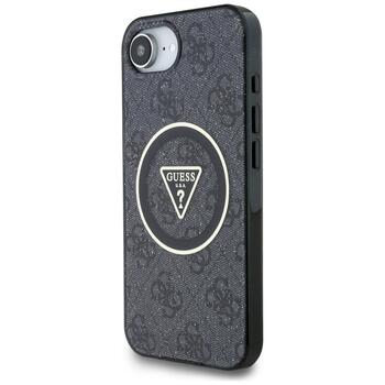 Case Guess IML Metal Glitter 4G Circle Triangle MagSafe Aizsargapvalks priekš iPhone 16e / 17e / melns (GUHMPSE4HG4PRTGK)