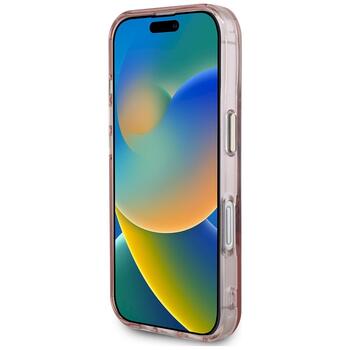 Case Guess IML Metal Mountain Logo MagSafe Aizsargapvalks priekš iPhone 16 / rozā (GUHMP16SHFGTMSLSP)