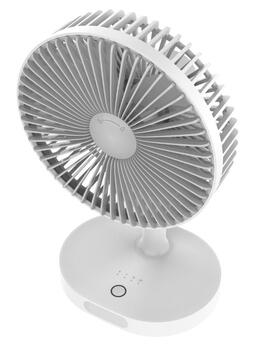Platinet PRDF0326 Uzlādējams Galda Ventilators / 3 ātrumu līmeņi / 3000 mAh / Iebūvēta nakts lampa / Balta - Pelēka (PRDF0326)