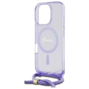 Guess GUHMP16XHCTSGNSU Hardcase Crossbody Cord Script MagSaf Aizsargapvalks priekš iPhone 16 Pro Max 6.9