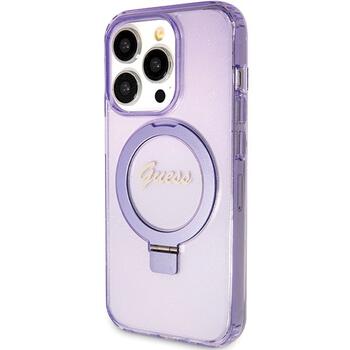 Guess GUHMP15LHRSGSU Hardcase Ring Stand Script Glitter MagSafe Защитный чехол для iPhone 15 Pro 6.1