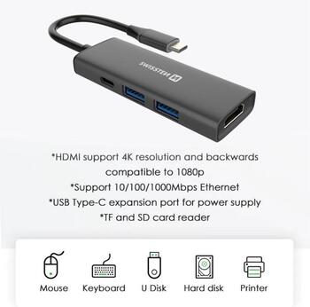Swissten 4in1 USB-C Hub Многопортовая док-станция 100W / HDMI 4K / 2x USB-A (44040201)