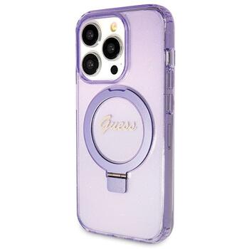 Guess GUHMP14XHRSGSU Защитный чехол с кольцом-подставкой Script Glitter MagSafe для iPhone 14 Pro Max 6.7