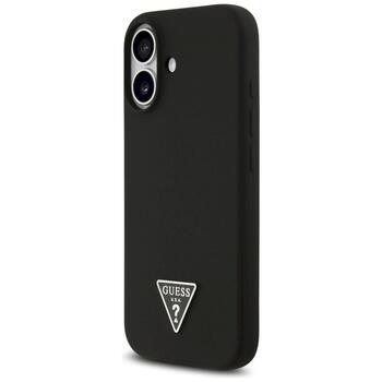 Case Guess Silicone Triangle Logo MagSafe Aizsargapvalks priekš iPhone 17 / melns (GUHMP17SSCTRLMK)
