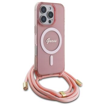 Guess GUHMP16LHCTSGNSP Crossbody Cord Script MagSafe Защитный чехол для iPhone 16 Pro 6.3