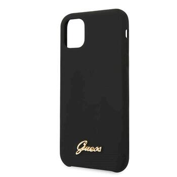 Guess GUHCN65LSLMGBK Silicone Vintage Gold Logo Aizsargapvalks priekš iPhone 11 Pro Max / melns (GUHCN65LSLMGBK)