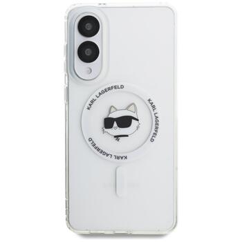 Karl Lagerfeld Button Choupette Head Printed Logo MagSafe Защитный чехол для Samsung Galaxy S25 Edge / белый (KLHMS25EHLSCHH)