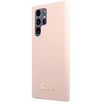 Guess GUHCS23LLSLMGPP Hardcase Silicone Script Metal Logo Защитный чехол для Samsung Galaxy S23 Ultra S918 / розовый (GUHCS23LLSLMGPP)