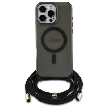 Guess GUHMP16XHCTSGNSK Crossbody Cord Script MagSafe Aizsargapvalks priekš iPhone 16 Pro Max 6.9
