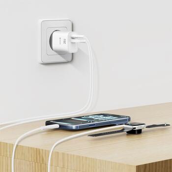 Swissten Edge Сетевое зарядное устройство USB-C PD 25W + USB-A QC 18W White (22071715)
