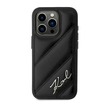 Karl Lagerfeld KLHCP15LPQDSMGK Diagonal Quilted Script Aizsargapvalks priekš iPhone 15 Pro 6.1