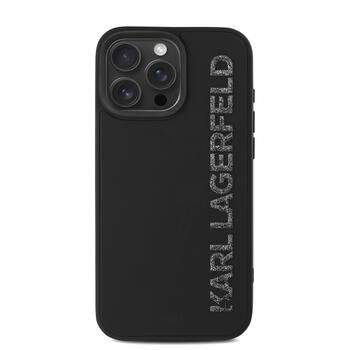 Karl Lagerfeld 3D Rubber Glitter Logo Case Защитный чехол для iPhone 15 Pro Max / чёрный (KLHCP15XRBKGVCK)