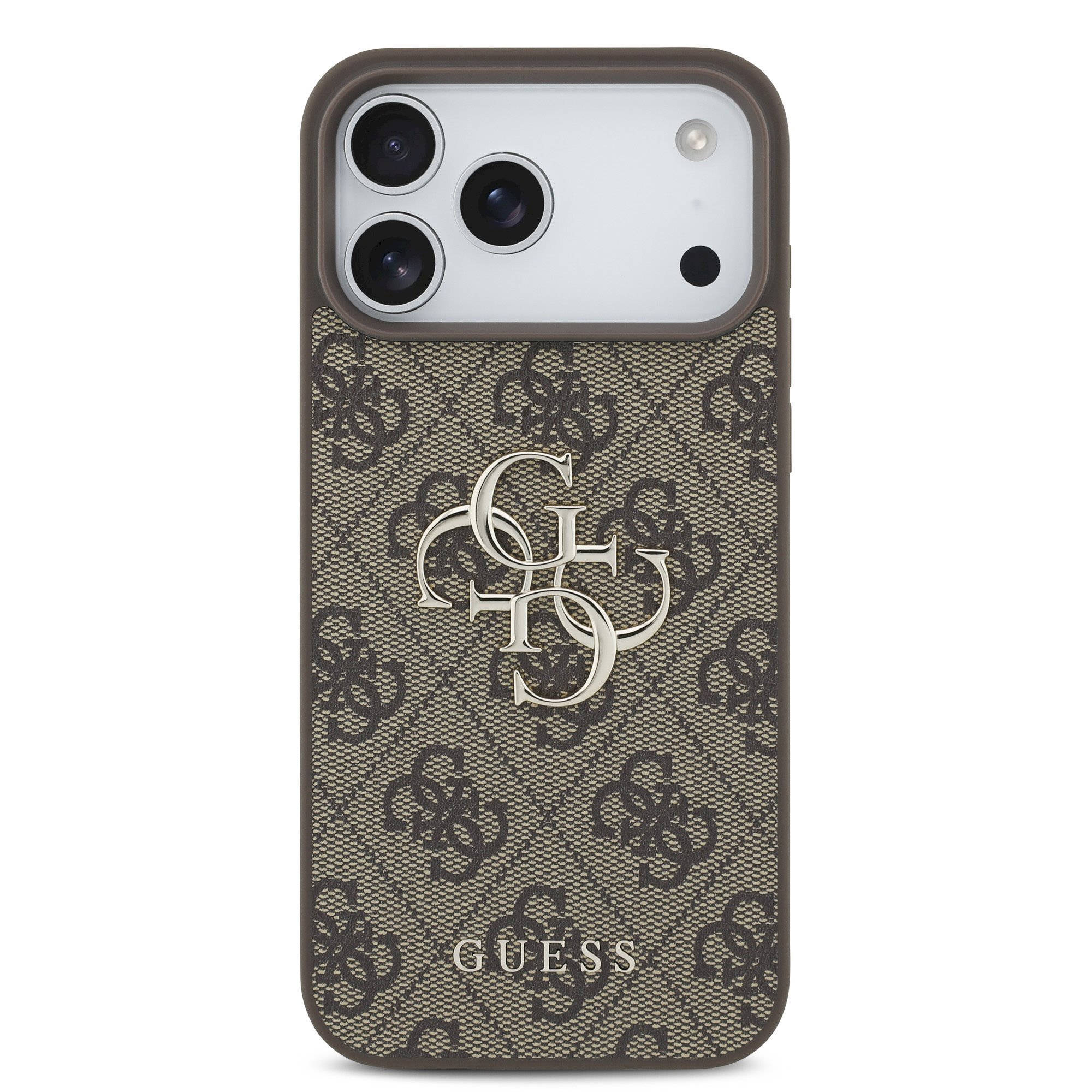 Guess PU 4G Metal Logo Case Aizsargapvalks priekš iPhone 18 Pro Max / brūns (GUHCP18X4GMGBR)