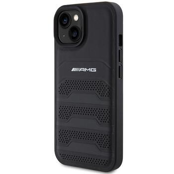 AMG Leather Debossed Lines Back Case Aizsargapvalks Priekš Apple iPhone 15 Plus (AMHCP15MGSEBK)