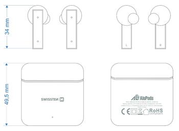 Swissten ALUPODS PRO TWS Bluetooth Стерео Гарнитура с Микрофоном (54300300)