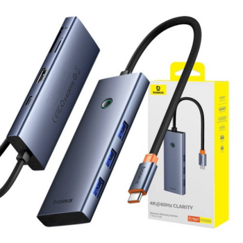 Baseus UltraJoy 7in1 USB Hub Savienotājs USB-C – HDMI / 3×USB 3.0 / SD/TF (B00052803811-00)