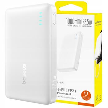Baseus EnerFill FP21 Портативный аккумулятор 10000 mAh 22.5W USB-A USB-C / белый (6932172690328)