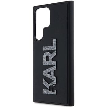 Karl Lagerfeld KLHCS23L3DMBKCK 3D Rubber Glitter Logo Aizsargapvalks priekš Samsung Galaxy S23 Ultra S918 / melns (KLHCS23L3DMBKCK)