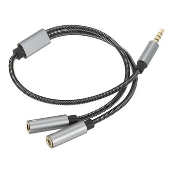 RoGer SP35Y Audio adapteris / dalītājs 2x 3.5mm stereo + mikrofons / 4 pin (RO-SP35Y-GR)