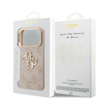 Guess PU Leather 4G Metal Logo Gold Frame Case Защитный чехол для iPhone 17 Pro / розовый (GUHCP17L4GMGCPI)