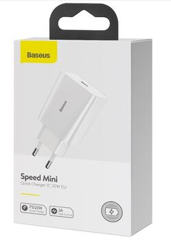 Baseus CCFS-SN02 Speed Mini Charger Зарядное устройство USB-C 20W / белый (CCFS-SN02)