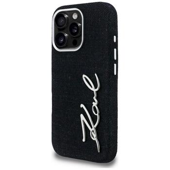 Karl Lagerfeld FW Jeans Signature Logo Aizsargapvalks priekš iPhone 16 Pro / melns (KLHCP16LPJFMSVK)