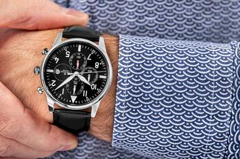 Giewont Vīriešu pulkstenis Chronograph Sapphire GW5630-A2 / melns/sudraba (GW5630-A2)