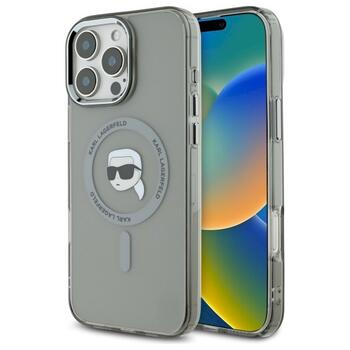 Karl Lagerfeld KLHMP16XHLSKIK Hardcase IML Metal Karl Head MagSafe Aizsargapvalks priekš iPhone 16 Pro Max 6.9