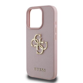 Guess PU Grained 4G Metal Logo Case Защитный чехол для iPhone 15 Pro / розовый (GUHCP15LPGT4MBP)