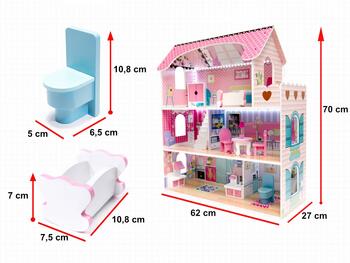RoGer Деревянный Кукольный дом LED 70cm (RO-DOLL-HOUSE-PI)