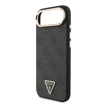 Guess PU Leather 4G Strass Triangle Logo Gold Frame MagSafe Case Защитный чехол для iPhone Air / чёрный (GUHMP17MP4GTDGMK)