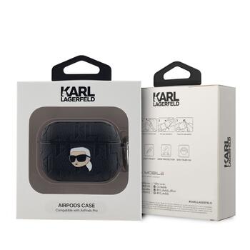 Karl Lagerfeld PU Embossed Karl Head Case Защитный чехол для AirPods Pro / чёрный (KLAPPGKIPK)