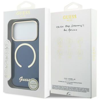 Case Guess IML Script Metal MagSafe Защитный чехол для iPhone 17 Pro / синий (GUHMP17L5HTCSMSB)