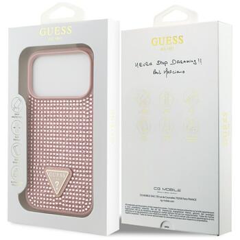 Case Guess Rhinestone Triangle Logo Aizsargapvalks priekš iPhone 17 Pro / rozā (GUHCP17LHDGTPP)