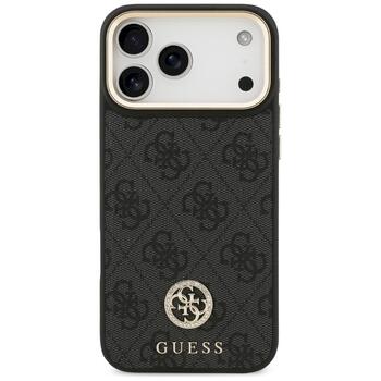 Guess 4G Srtass Logo & Big Strap Metal Buttons MagSafe Case Защитный чехол для iPhone 17 Pro Max / чёрный (GUHMP17XP4G4DCSK)