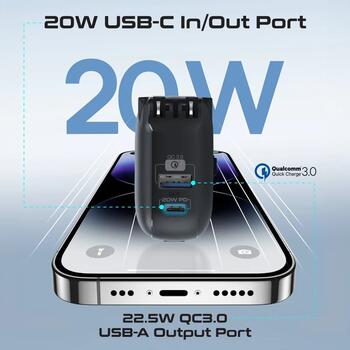 Promate PowerPack-10i Переносная зарядная батарея 22W / 10000mAh / USB-C / QC3.0 / iWatch 2,5W / 220V EU/US/UK (POWERPACK10I)