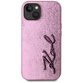 Case Karl Lagerfeld Wrinkled Metal Signature Защитный чехол для iPhone 15 / розовый (KLHCP15SPFMFBKMP)