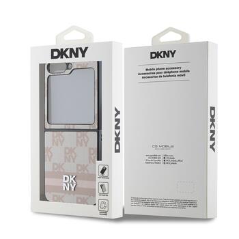 DKNY PU Leather Checkered Pattern and Stripe Case Aizsargapvalks priekš Samsung Galaxy Z Flip 6/7 FE / rozā (DKHCZF6PCPTSSP)