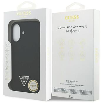 Case Guess Silicone Triangle Logo MagSafe Aizsargapvalks priekš iPhone 17 / melns (GUHMP17SSCTRLMK)