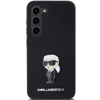 Karl Lagerfeld KLHCS23SSMHKNPK Silicone Ikonik Metal Pin Aizsargapvalks priekš Samsung Galaxy S23 / melns (KLHCS23SSMHKNPK)