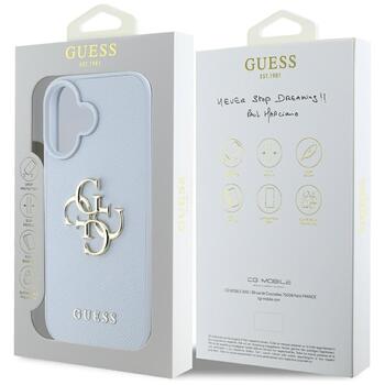Guess Grained Big 4G Logo Small Classic Logo Case Aizsargapvalks priekš iPhone 16 / zils (GUHCP16SPGT4MBB)