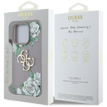 Case Guess Grained Roses Big 4G logo Aizsargapvalks priekš iPhone 16 Pro / violets (GUHCP16LPGROP4MU)