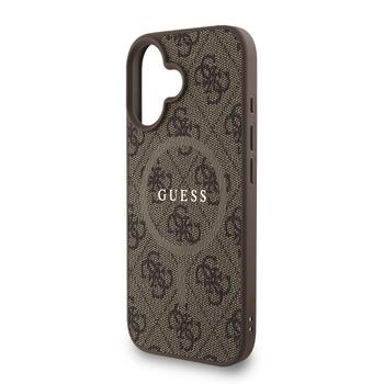 Guess PU Leather 4G Colored Ring Strap MagSafe Case Защитный чехол для iPhone 16 / коричневый (GUHMP16SP4GREGSW)