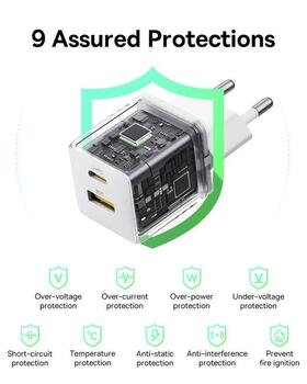 Baseus Palm Fast Charger Зарядное устройство USB-C 20W + кабель для передачи данных USB-C/USB-C 1m / белый (P10111602213-01)