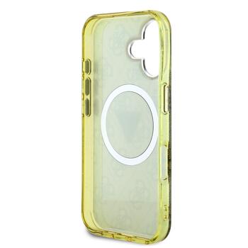 Guess IML 4G Glitter and Triangle Logo MagSafe Case Aizsargapvalks priekš Apple iPhone 16 (GUHMP16SHG4PRTGW)