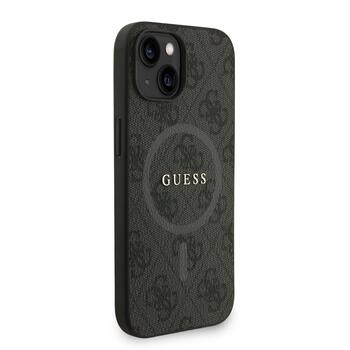Guess PU Leather 4G Colored Ring Strap MagSafe Case Защитный чехол для iPhone 15 / чёрный (GUHMP15SP4GREGSK)