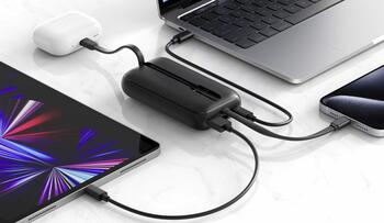 Swissten Voltbox 35W Power Bank 10000 mAh со встроенными кабелями USB-C и Lightning (22013936)
